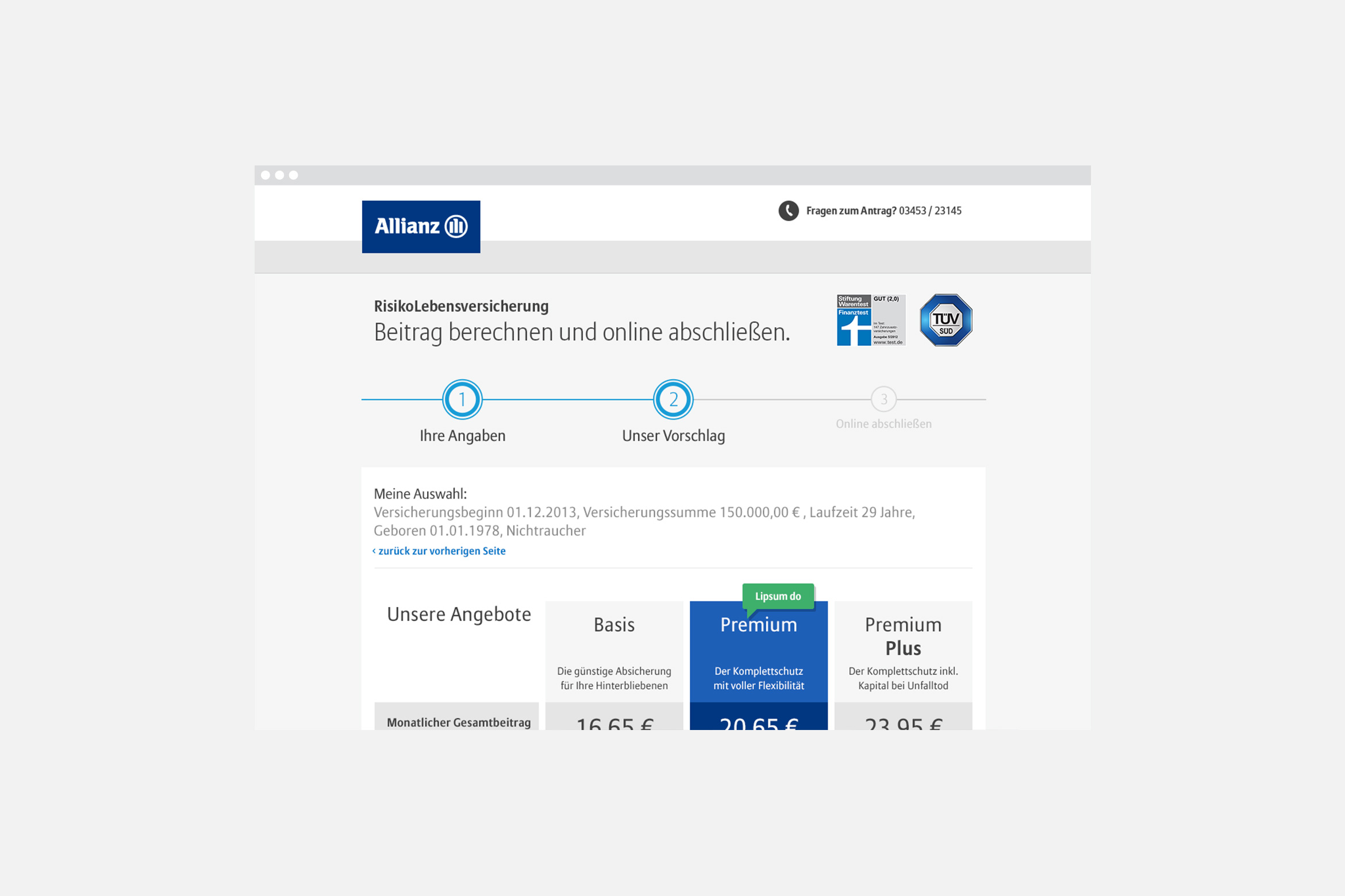 Allianz Risikolebensversicherung Website
