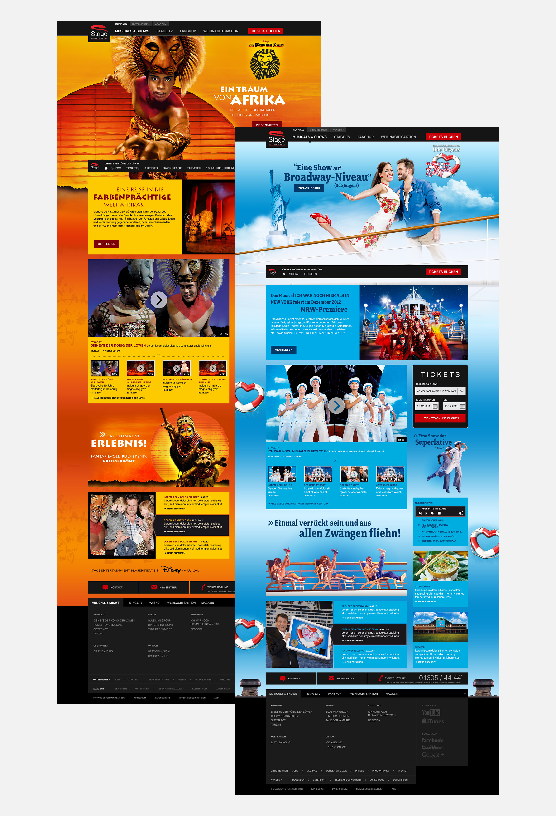 Lea Taaks Art Direction + UI Design - Stage Entertainment Musical Website for SinnerSchrader Agency