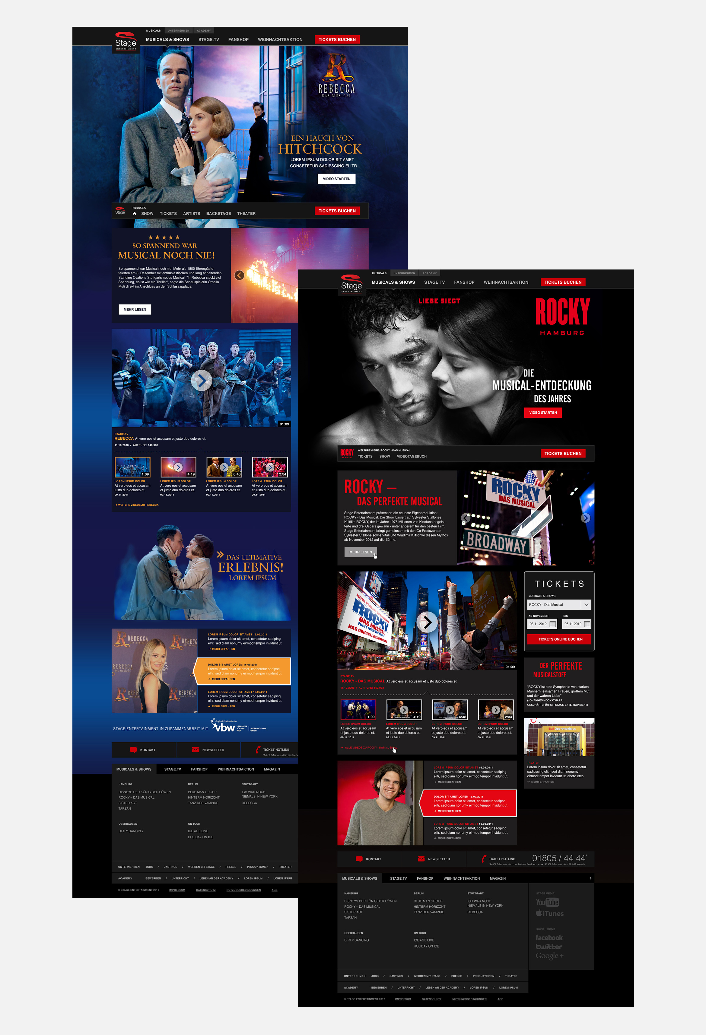 Lea Taaks Art Direction + UI Design - Stage Entertainment Musical Website for SinnerSchrader Agency